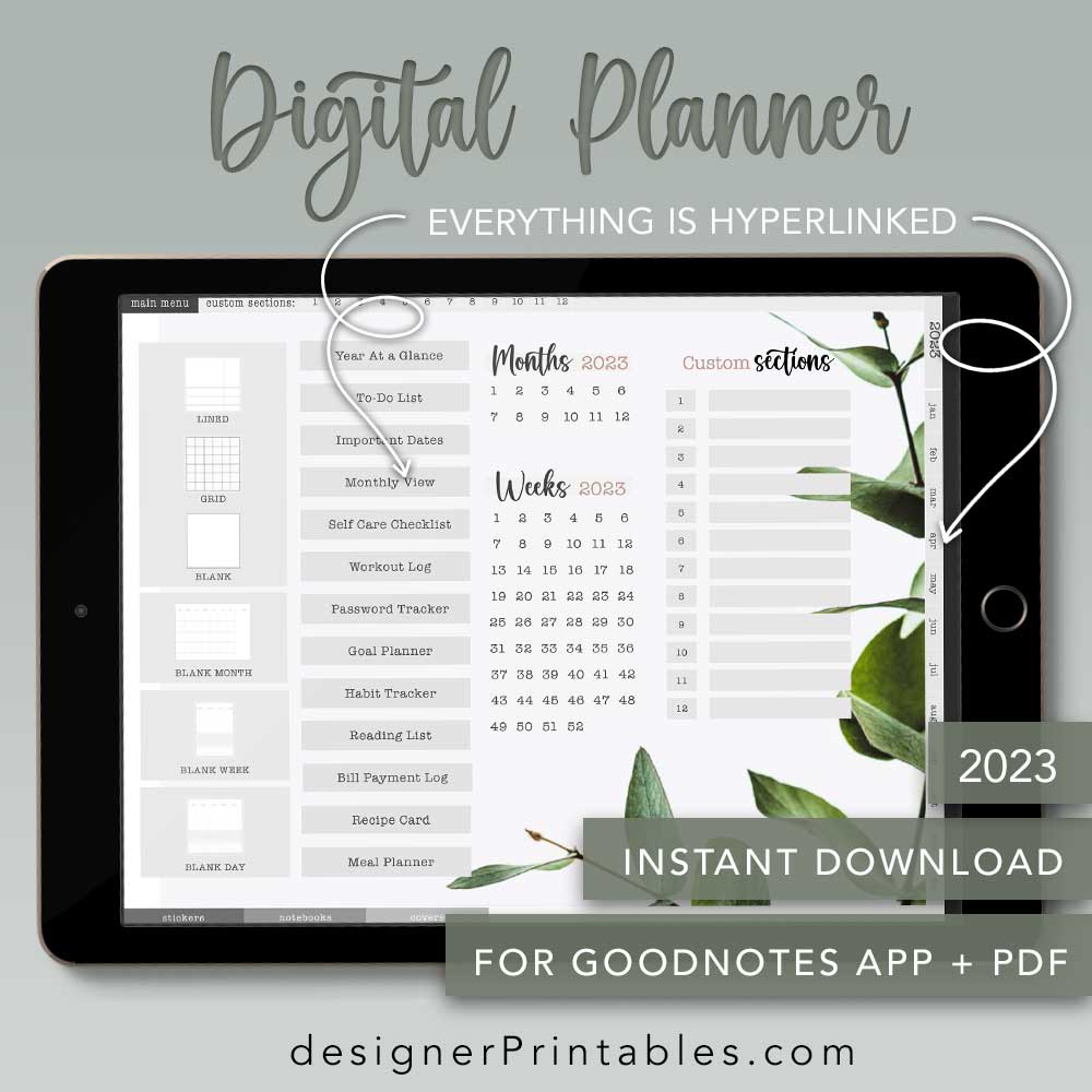 2023 Digital Planner for GoodNotes + PDF - Designer Printables