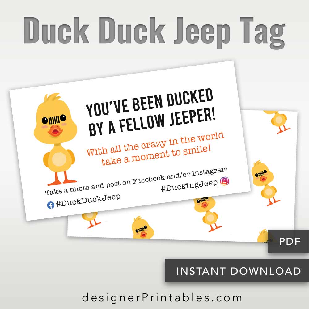 Duck Duck Jeep Tag Printable - Yellow Duck - Designer Printables