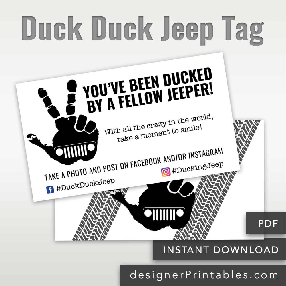 Duck Duck Jeep Tag Printable - Jeep Wave - Designer Printables