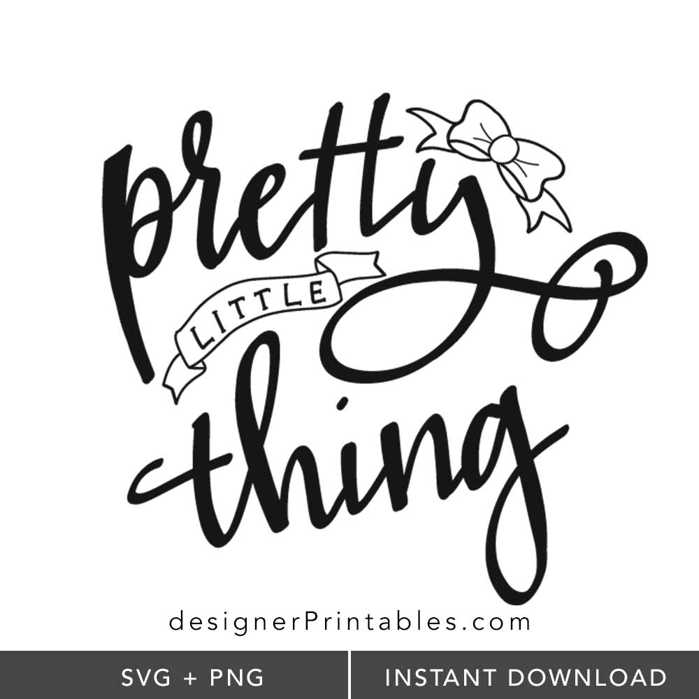 pretty little thing svg cut file, handlettered svg, free svg cut file, beach svg, free beach design, free png beach design, free designs for cricut, scroll saw template, glowforge designs