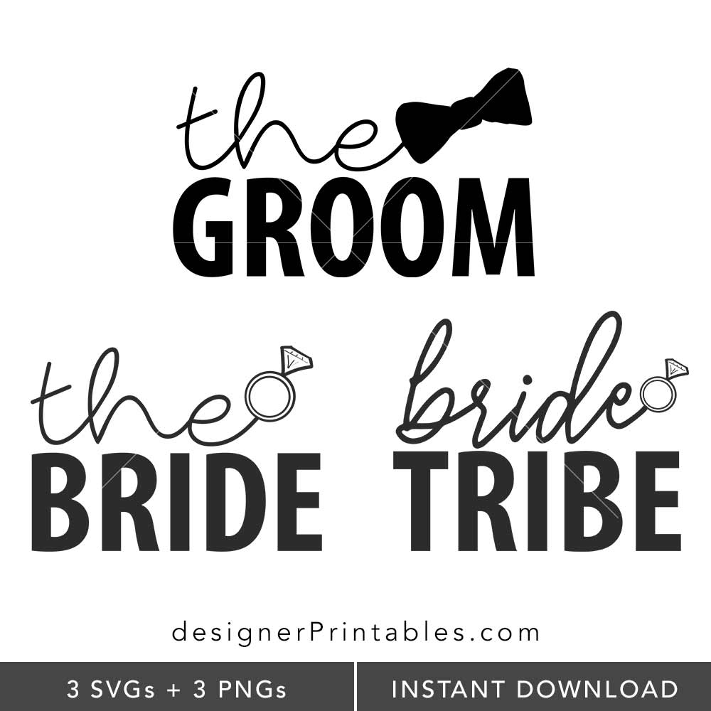 wedding svg, the bride svg, the groom svg, bride tribe svg, cricut svg cut files, glowforge laser cut files, wedding shirts, bride shirts, shirts for bridal party