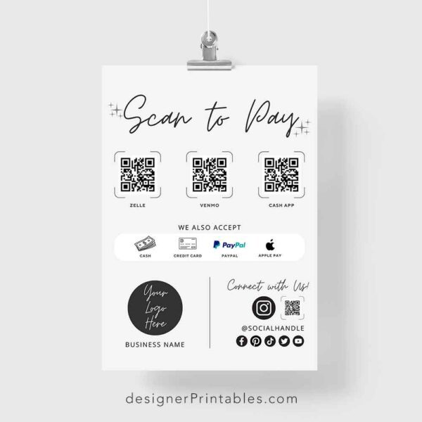 Scan to Pay Canva Template | 3 QR Codes