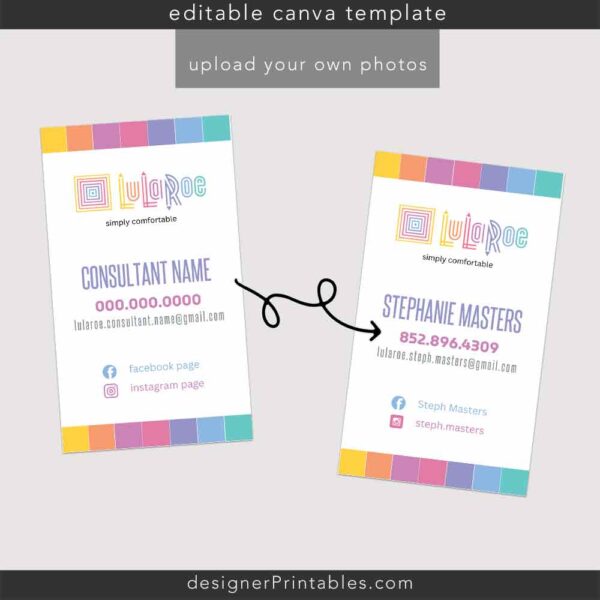 Business Card Canva Template | Colorful Stripes