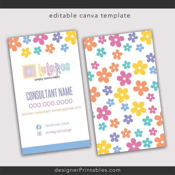 Business Card – Retro Flowers – Canva Template