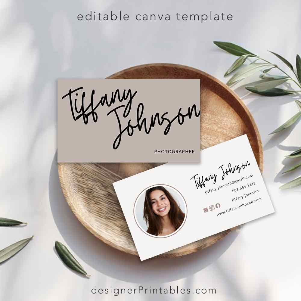 Business Card - Minimalist with Photo - Canva Template - Editable Canva ...