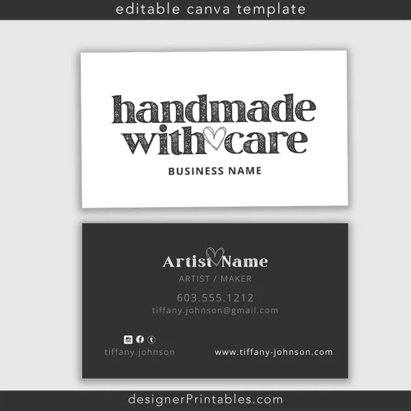 Business Card Template – Handmade with Care