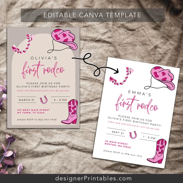 Editable Birthday Invitation – ONE Year – Rodeo