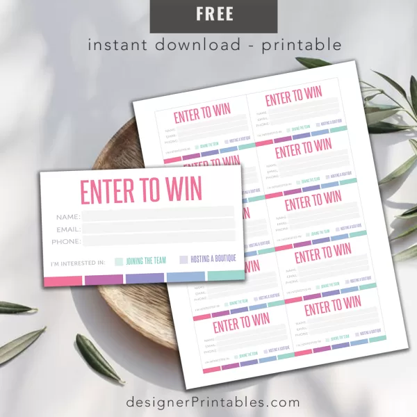 Enter to Win –  PDF Printable