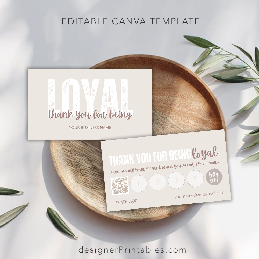 Loyalty Business Card Canva Template | Boho Chic - Editable Canva ...
