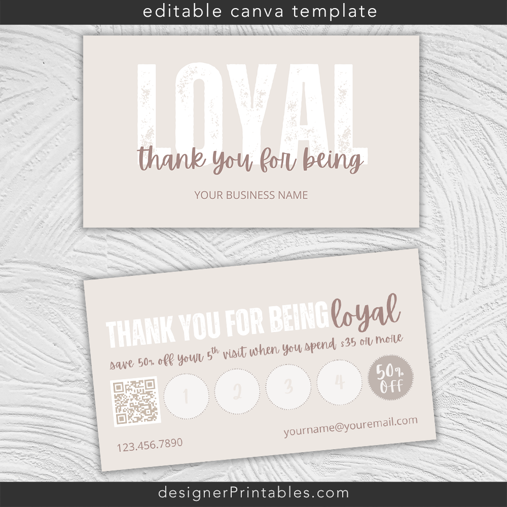 Loyalty Business Card Canva Template | Boho Chic - Editable Canva ...