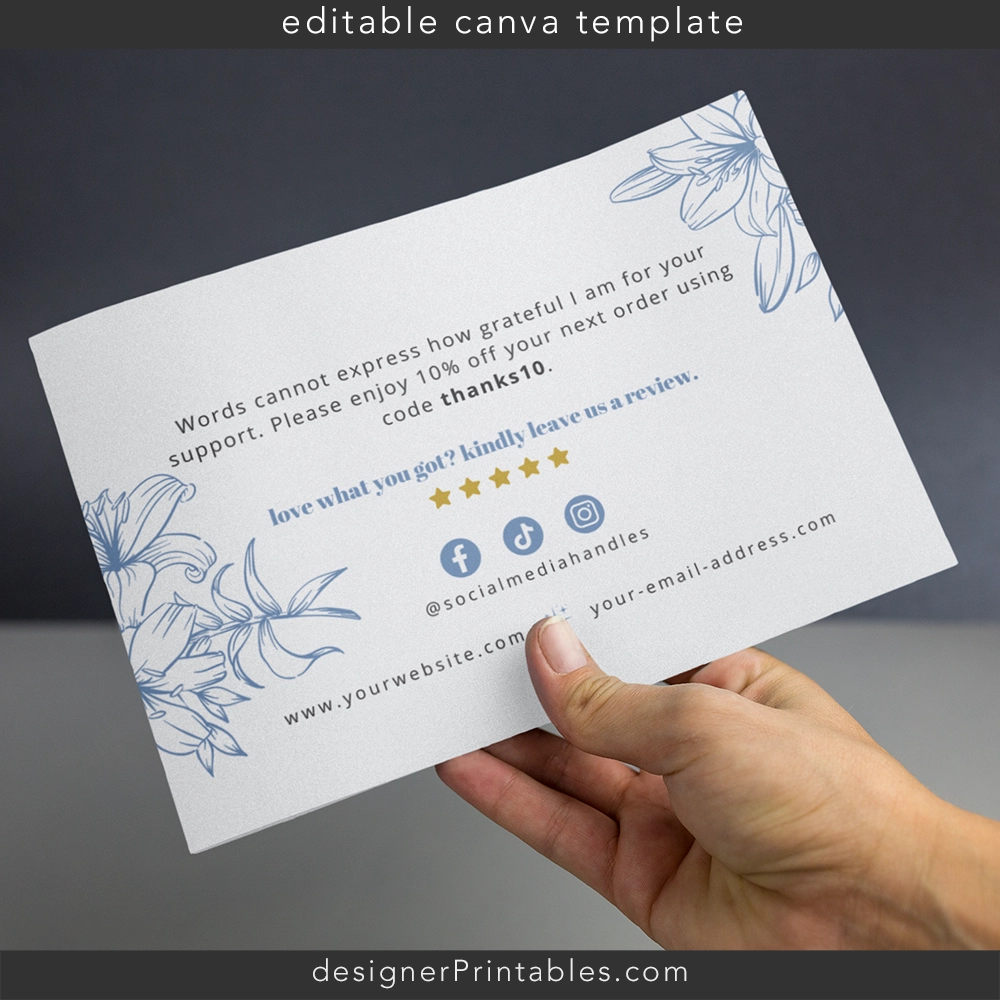 Thank You Card Canva Template | Simple Floral - Editable Canva ...