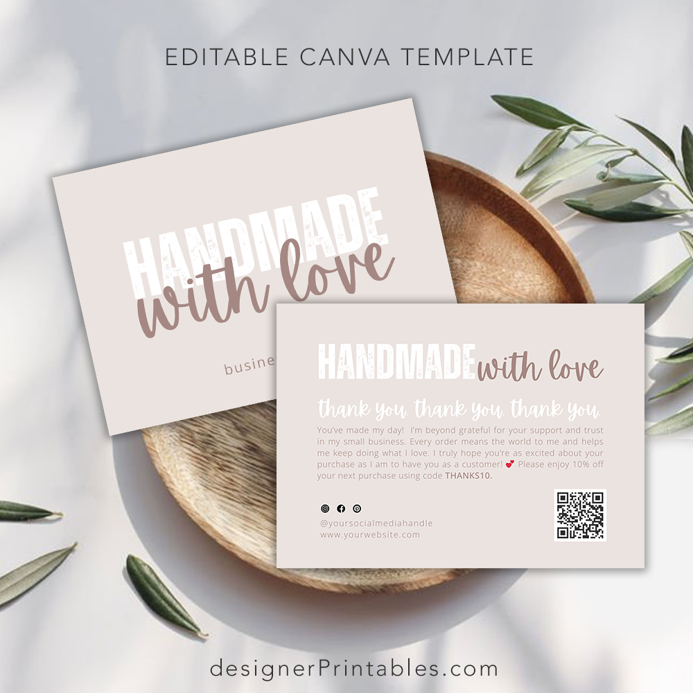 Thank You Card Canva Template | Boho Chic Maker - Editable Canva ...
