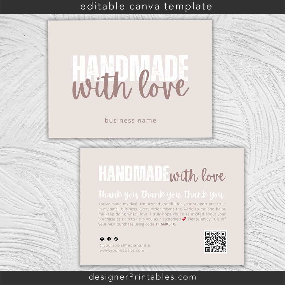 Thank You Card Canva Template | Boho Chic Maker - Editable Canva ...