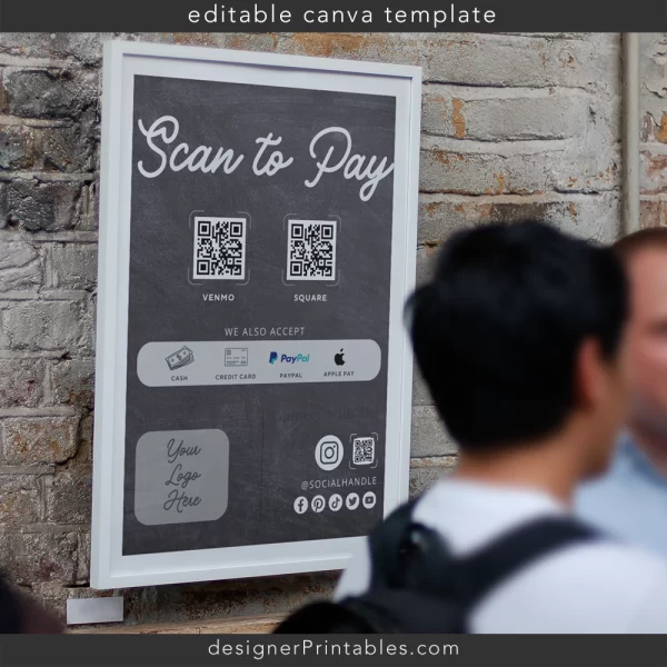 Scan to Pay canva template | QR Codes | Chalkboard