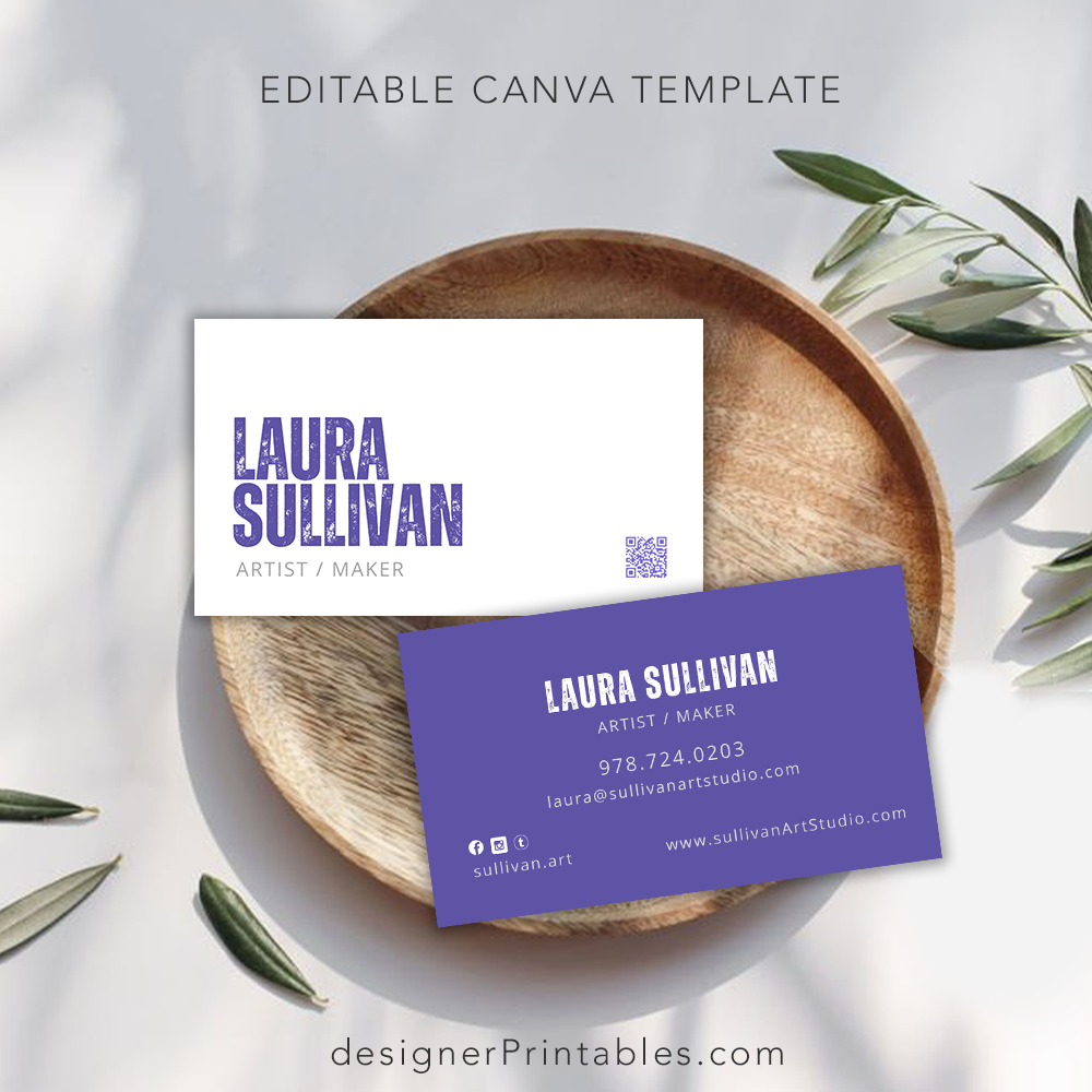 Business Card Canva Template | Minimalist Grunge - Editable Canva ...