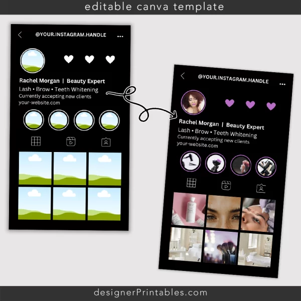 Business Card Canva Template | Instagram Dark Mode