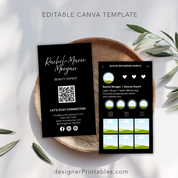 Business Card Canva Template | Instagram Dark Mode