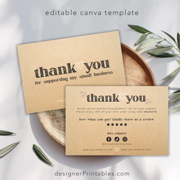 Thank You Card Canva Template | Rustic Kraft