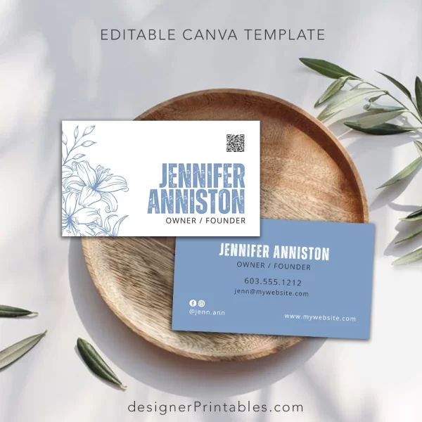 Business Card Canva Template | Delicate Floral