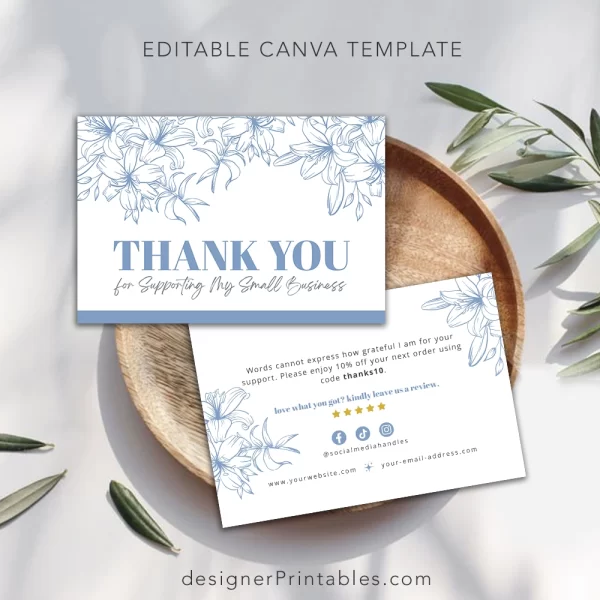 Thank You Card Canva Template | Simple Floral