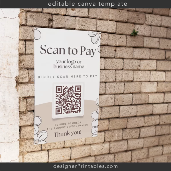 Scan to Pay canva template | QR Code | Flowers