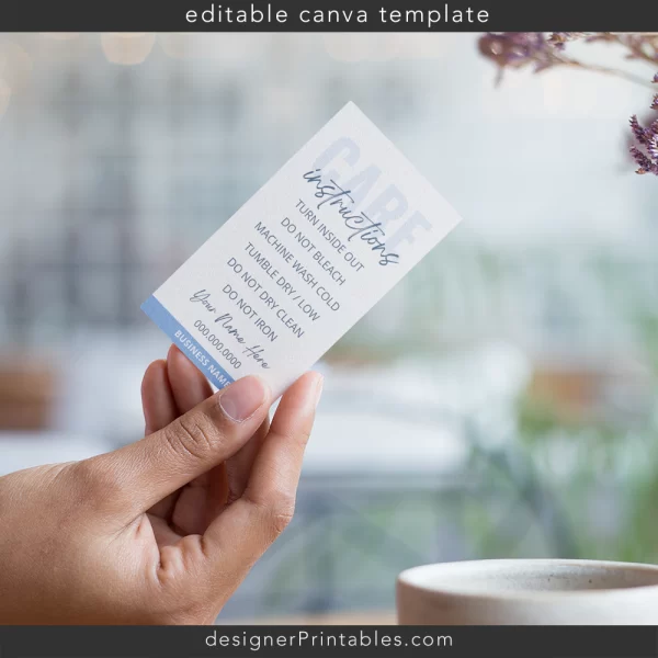 Washing Care Instruction Card Canva Template | Clean Stripes