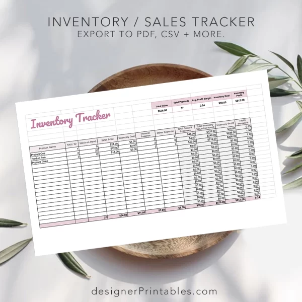 Craft Vendor Inventory & Sales Tracker Spreadsheet