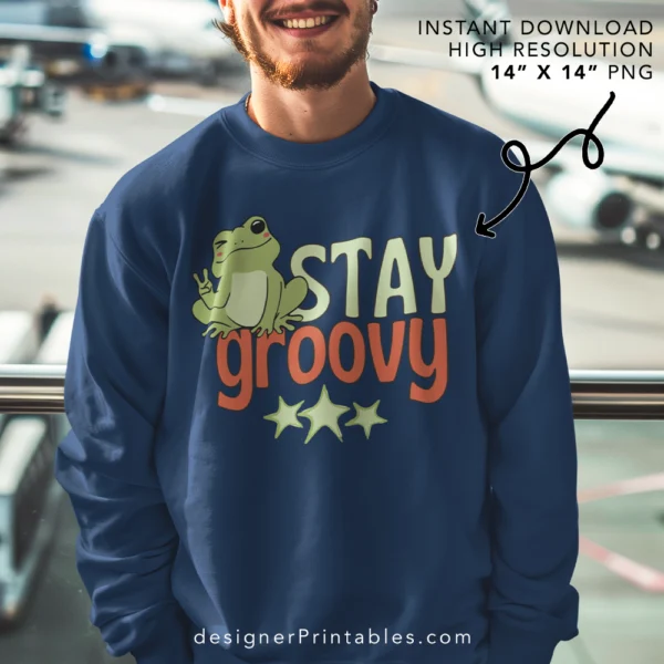 Stay Groovy Peace Frog Sublimation PNG